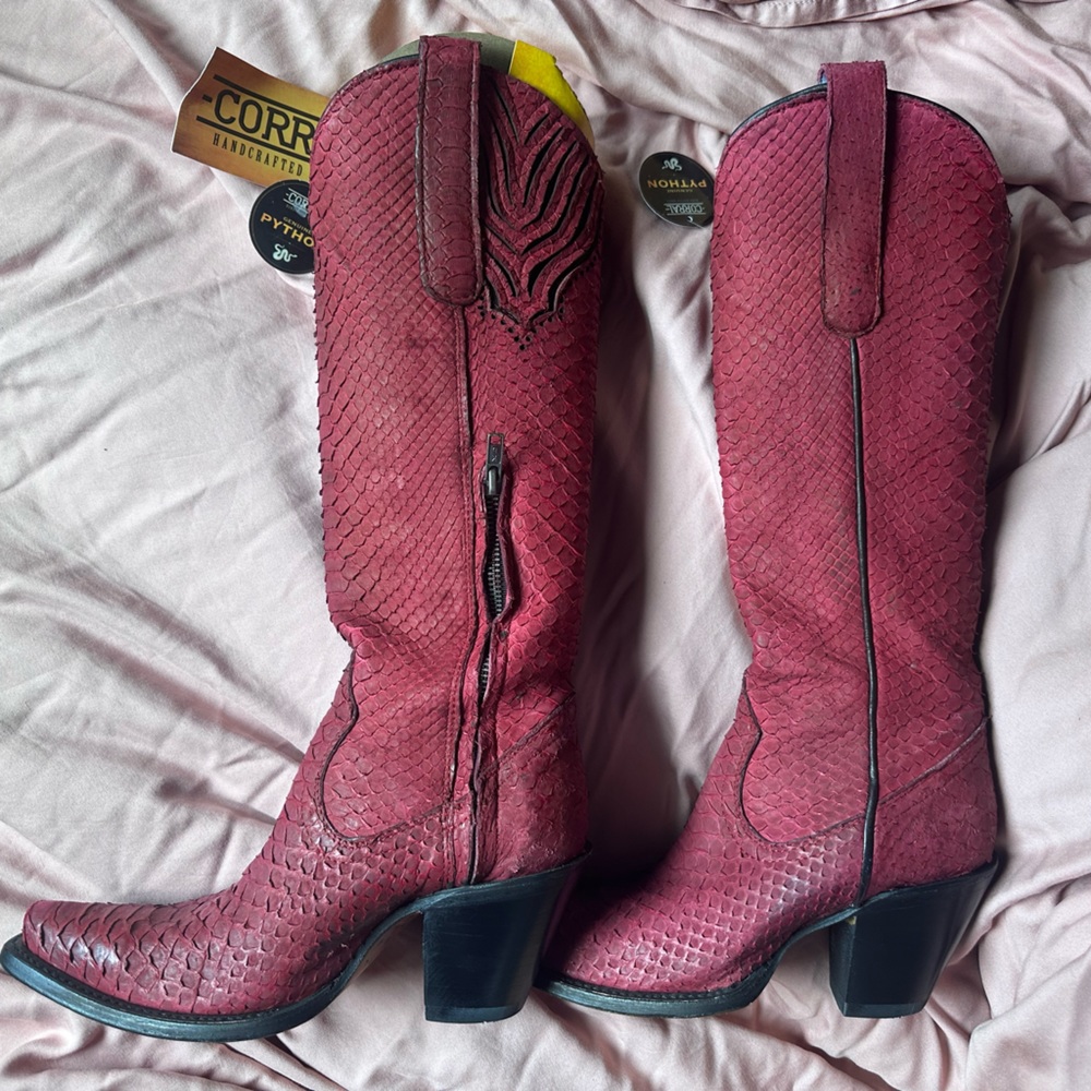Corral Tall Red Python Cowboy Boots